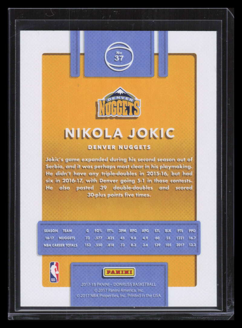 2017-18 Donruss Press Proof Purple 37 Nikola Jokic 17/199