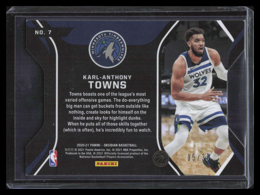 2020-21 Panini Obsidian Pitch Black Electric Etch Orange Karl-Anthony Towns 5/35