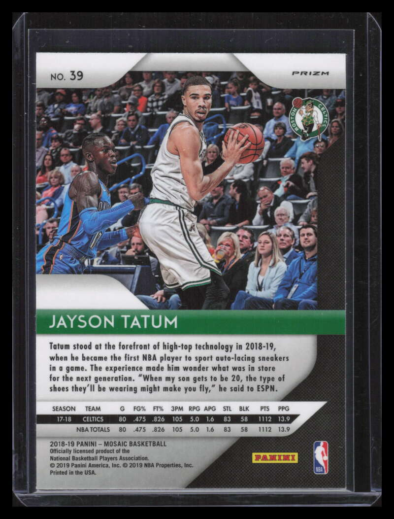 2018-19 Panini Prizm Mosaic Green 39 Jayson Tatum