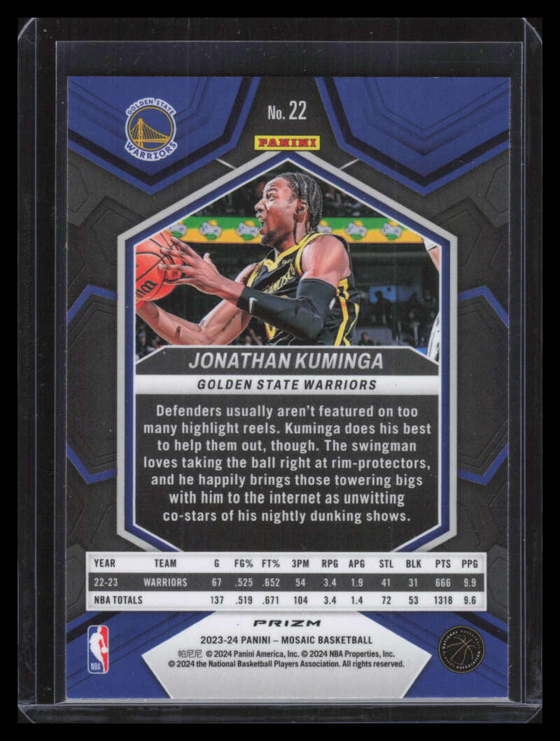 2023-24 Panini Mosaic Mosaic Genesis Refractor 22 Jonathan Kuminga