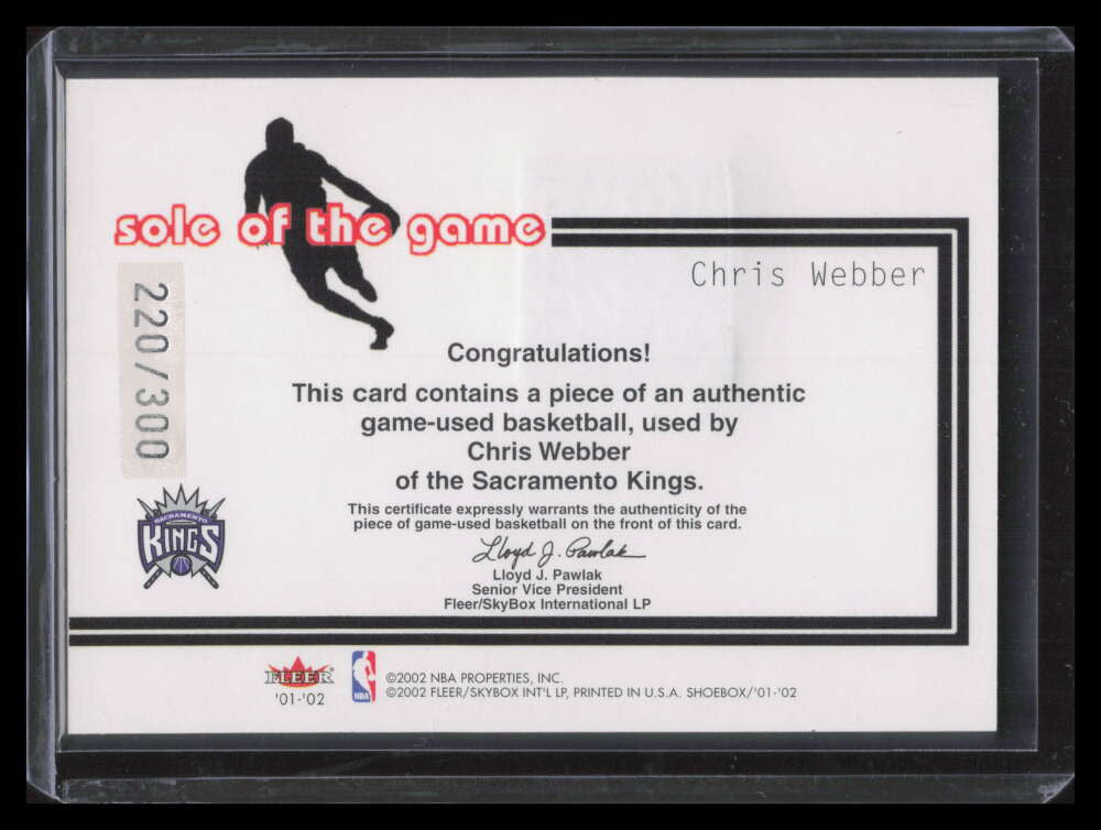 2001-02 Fleer Shoebox Sole of the Game Ball 11 Chris Webber Ball 220/300