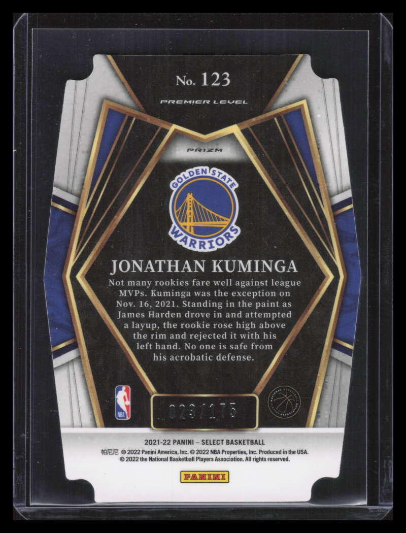 2021-22 Select Prizms Maroon Die Cut 123 Jonathan Kuminga Rookie 23/175 Premier