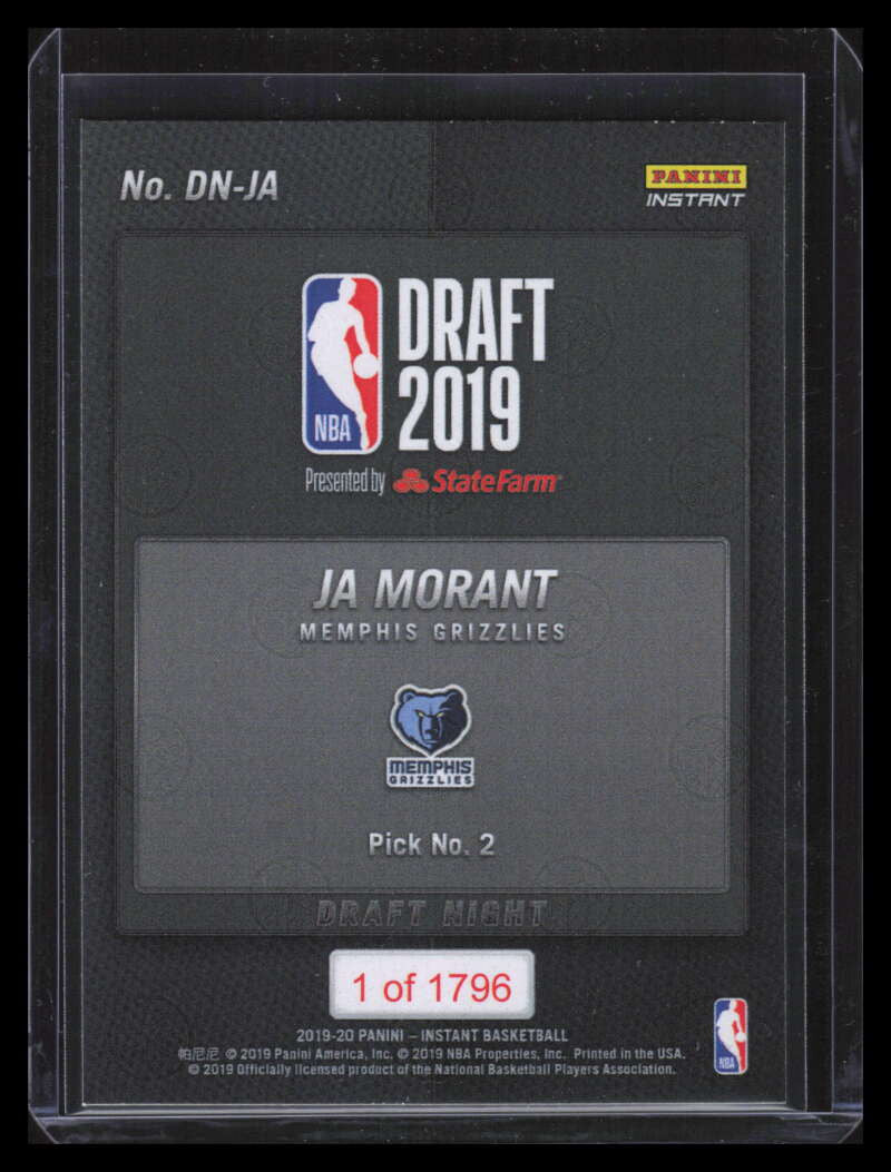 DELETE 156498 2019-20 Panini Instant Draft Night DNJA Ja Morant Rookie /1796 144539