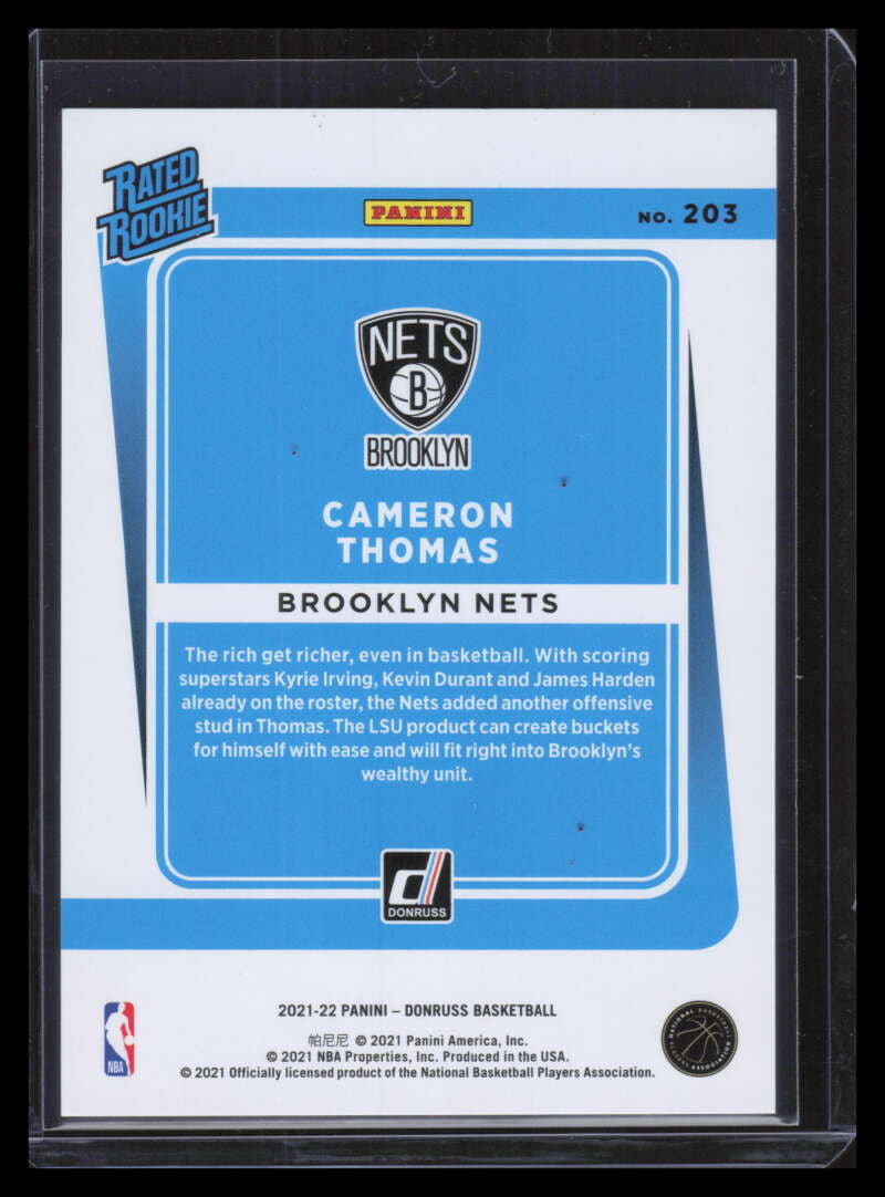 2021-22 Donruss Choice Red 203 Cameron Thomas RR Rated Rookie 9/99