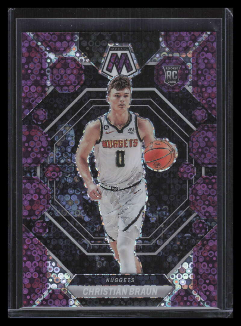 2022-23 Panini Mosaic Fast Break Purple Refractor 240 Christian Braun Rookie /50