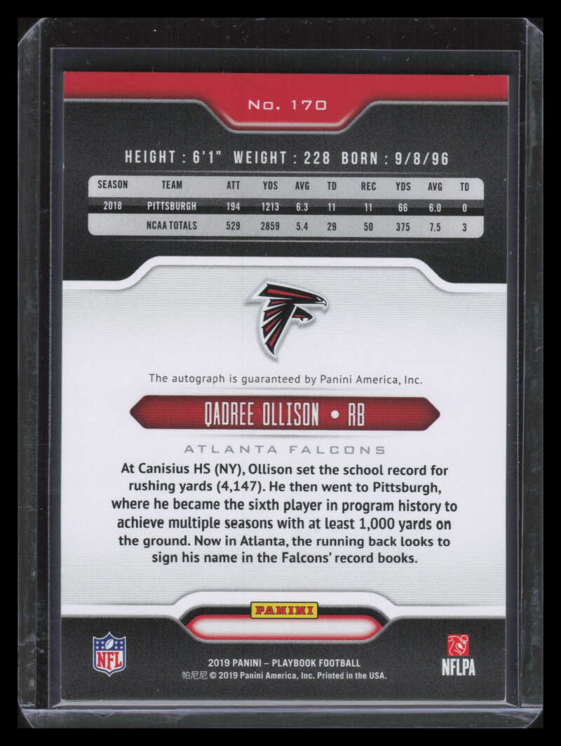 2019 Panini Playbook Rookie Signatures Black 170 Qadree Wilson Rookie Auto 5/5