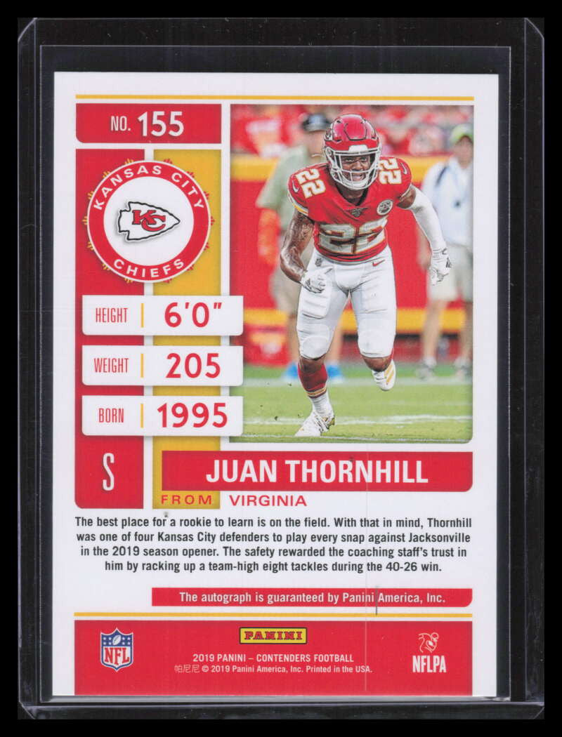 2019 Panini Contenders 155 Juan Thornhill Rookie Auto