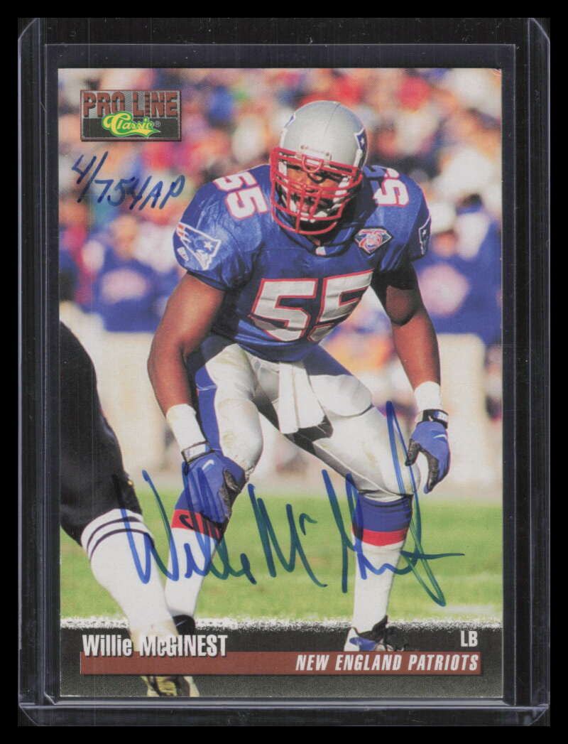 SOLD 156550 1995 Pro Line Autographs 82c Willie McGinest Auto 4/754 AP