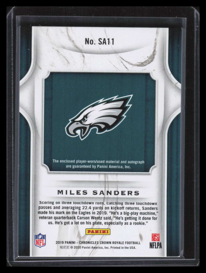 2019 Crown Royale Silhouette Autograph 11 Miles Sanders Rookie Jersey Auto 23/99