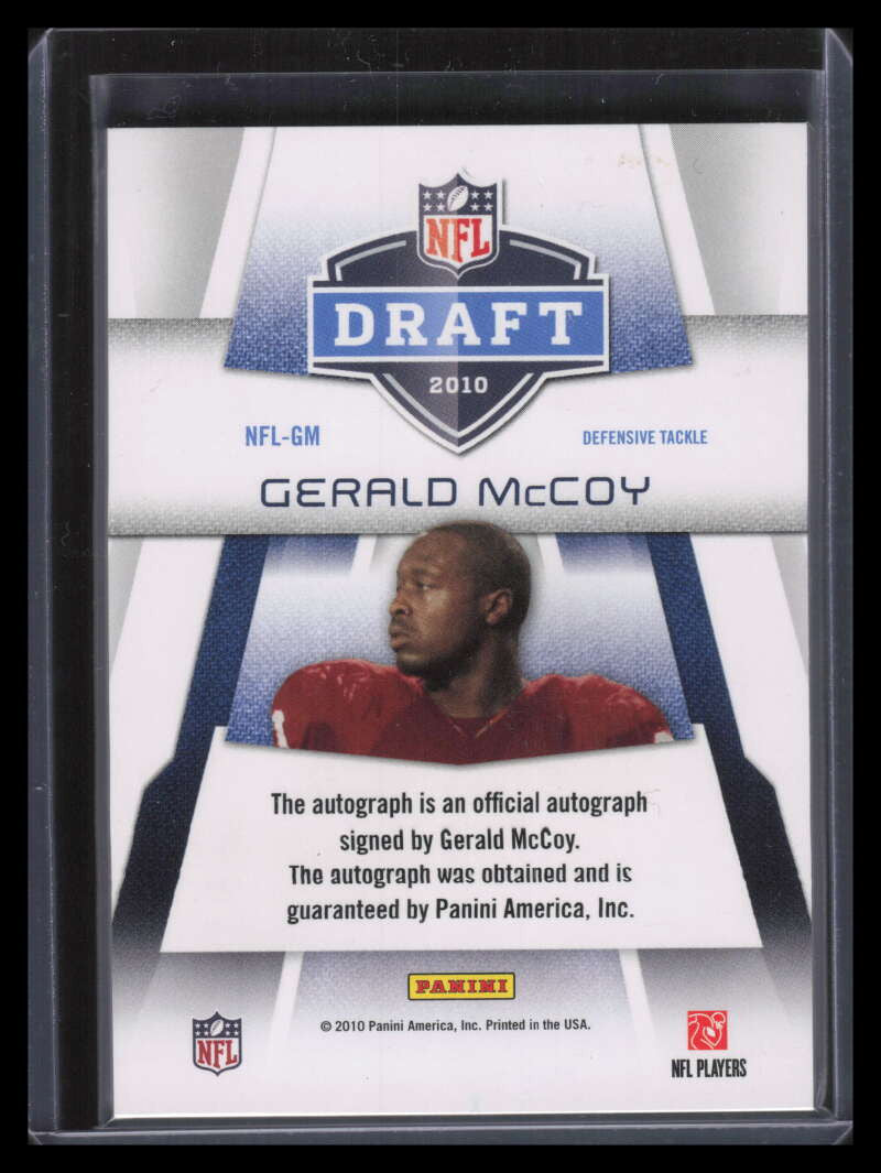 2010 Prestige Pro Helmets Autographs GM Gerald McCoy Rookie Patch Auto