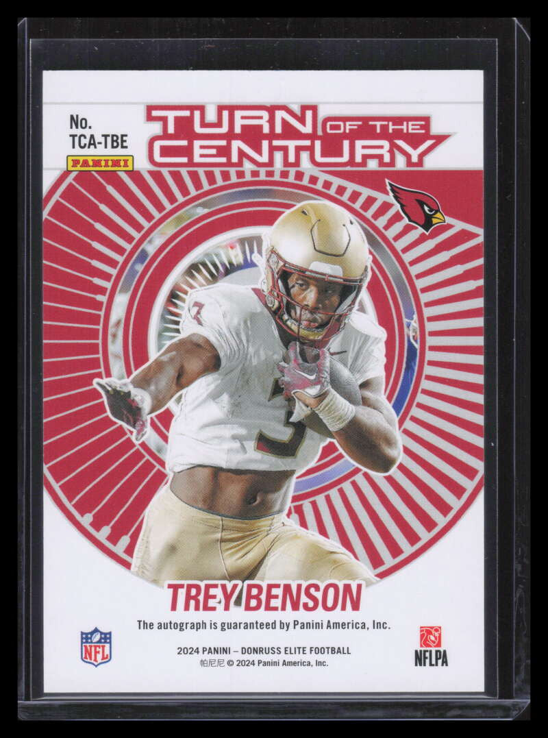 2024 Elite Turn of the Century Autographs Orange Trey Benson Rookie Auto 36/99