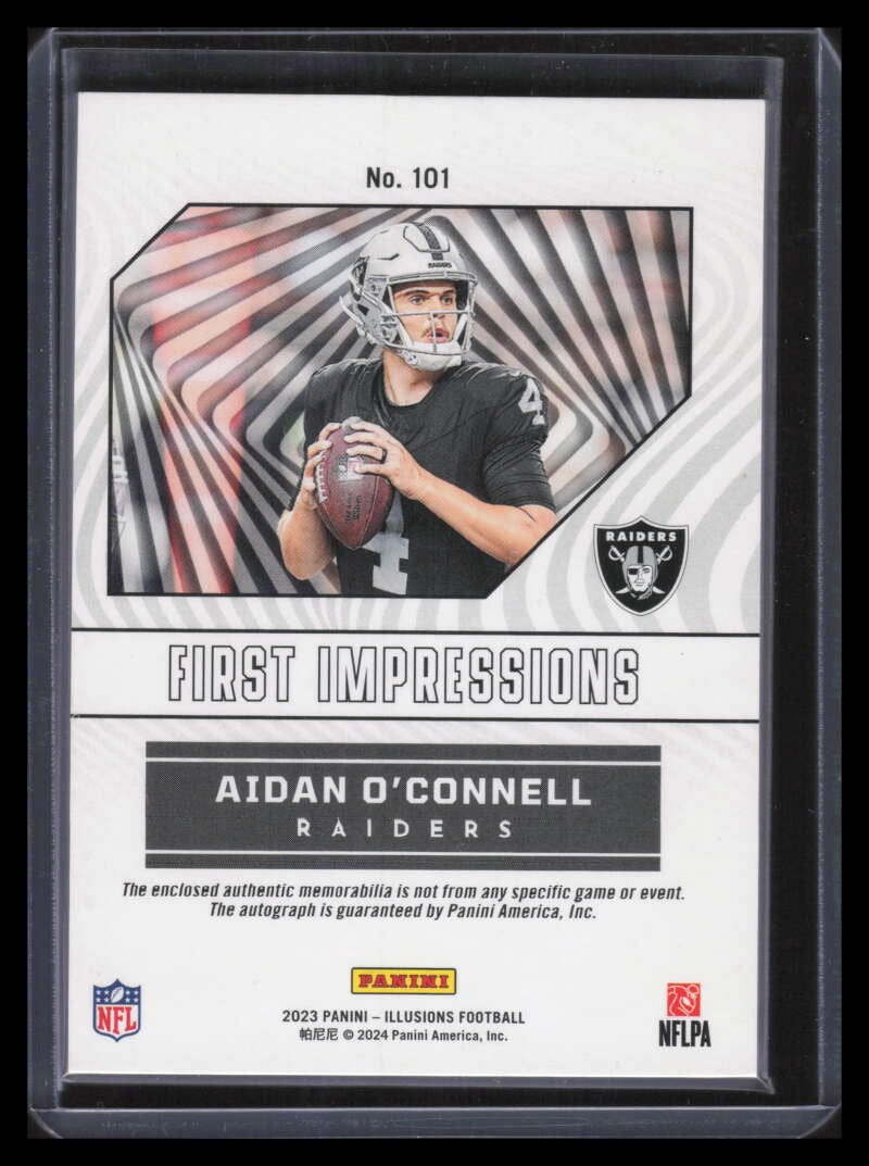 2023 Panini Illusions Black 101 Aidan O'Connell Rookie Jersey Auto 13/50