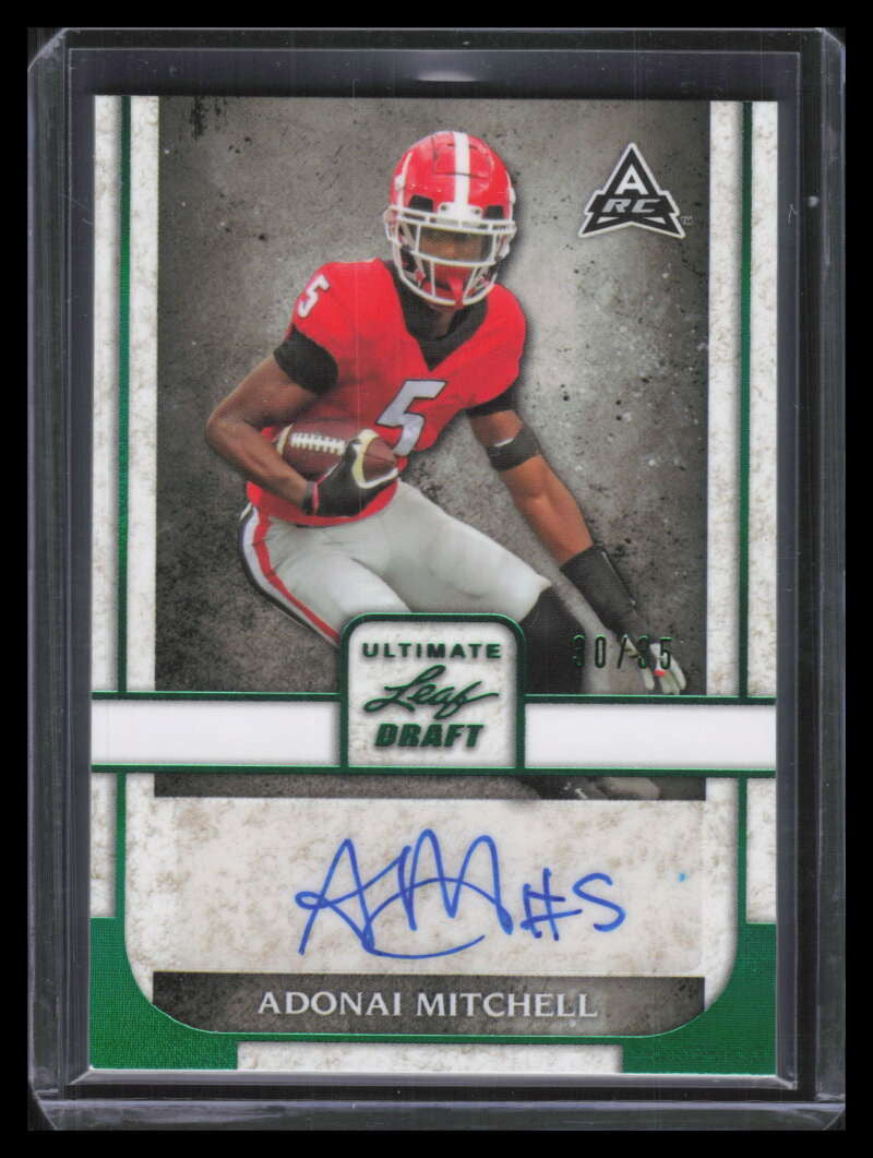 DELETE 156602 2022 Leaf Ultimate Draft Emerald Spectrum Adonai Mitchell Rookie Auto 30/35