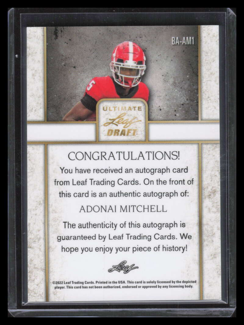 DELETE 156602 2022 Leaf Ultimate Draft Emerald Spectrum Adonai Mitchell Rookie Auto 30/35