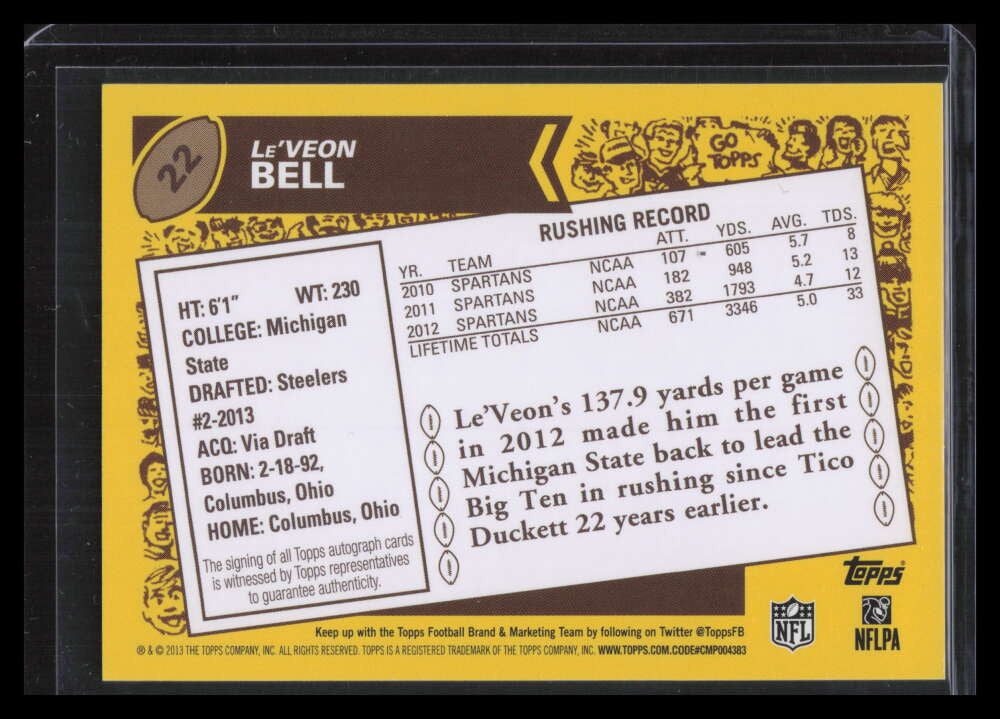 DELETE 156604 2013 Topps 1986 Autographs 22 Le'Veon Bell Rookie Auto 14/140