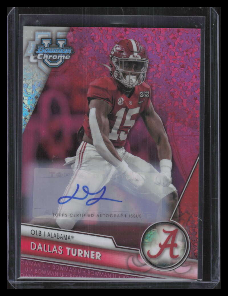 2023 Bowman Chrome U Autographs Fuchsia Refractor Dallas Turner RC Auto 63/150