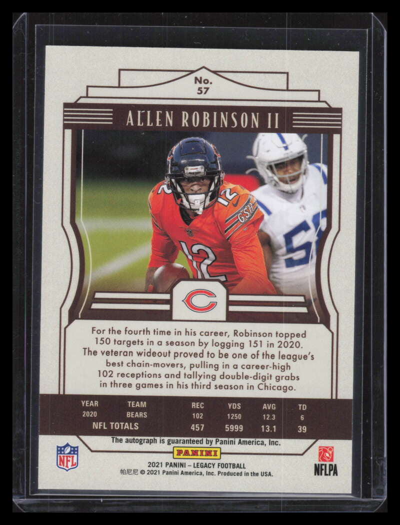2021 Panini Legacy Autographs Violet 57 Allen Robinson Auto 2/5