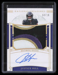 2019 Panini National Treasures Signatures Gold Justice Hill RC Patch Auto 10/10