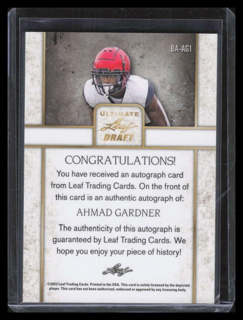 2022 Leaf Ultimate Draft Navy baag1 Ahmad Sauce Gardner Rookie Auto 28/75