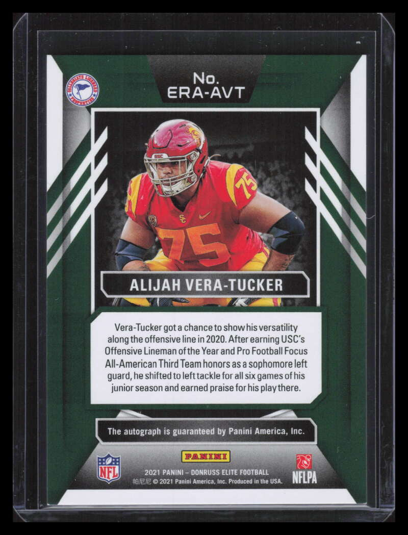 2021 Elite Rookie Autographs Orange 29 Alijah Vera-Tucker Rookie Auto 3/25