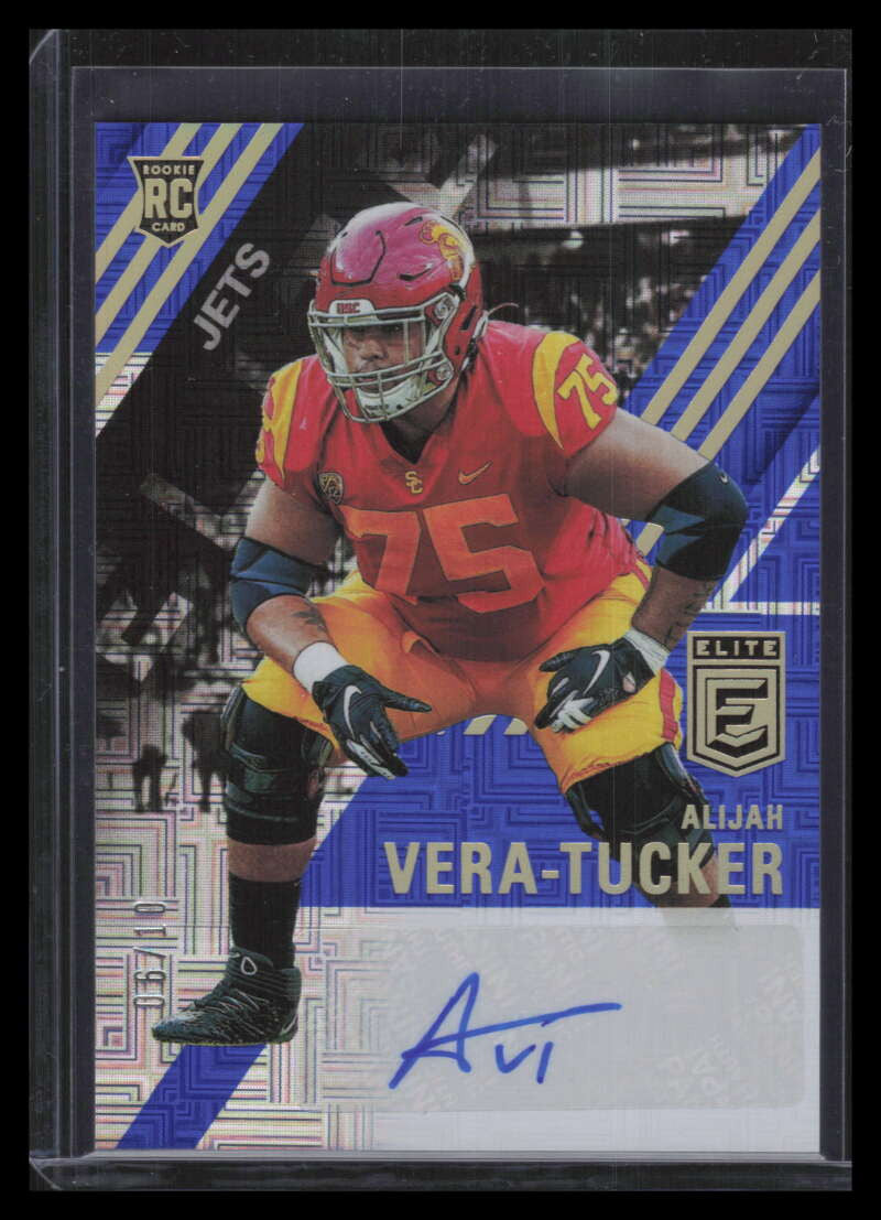 2021 Elite Rookie Autographs Blue 29 Alijah Vera-Tucker Rookie Auto 6/10