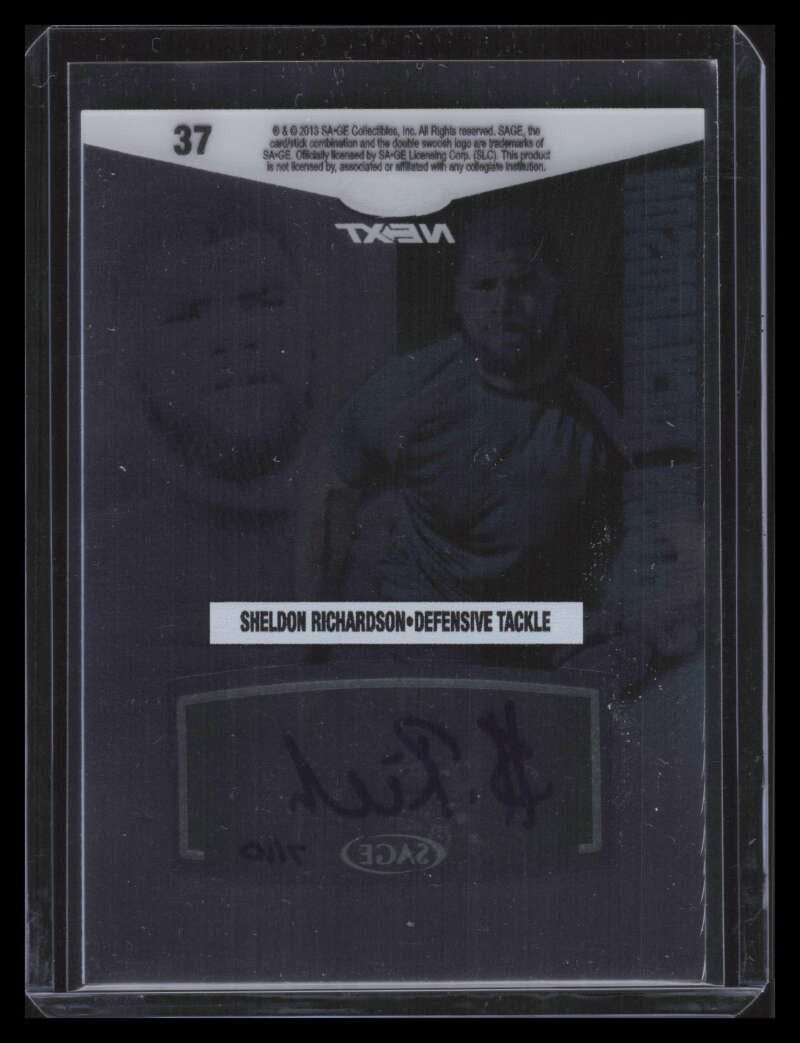 2013 SAGE Next Acetate 37 Sheldon Richardson Rookie Auto 7/10
