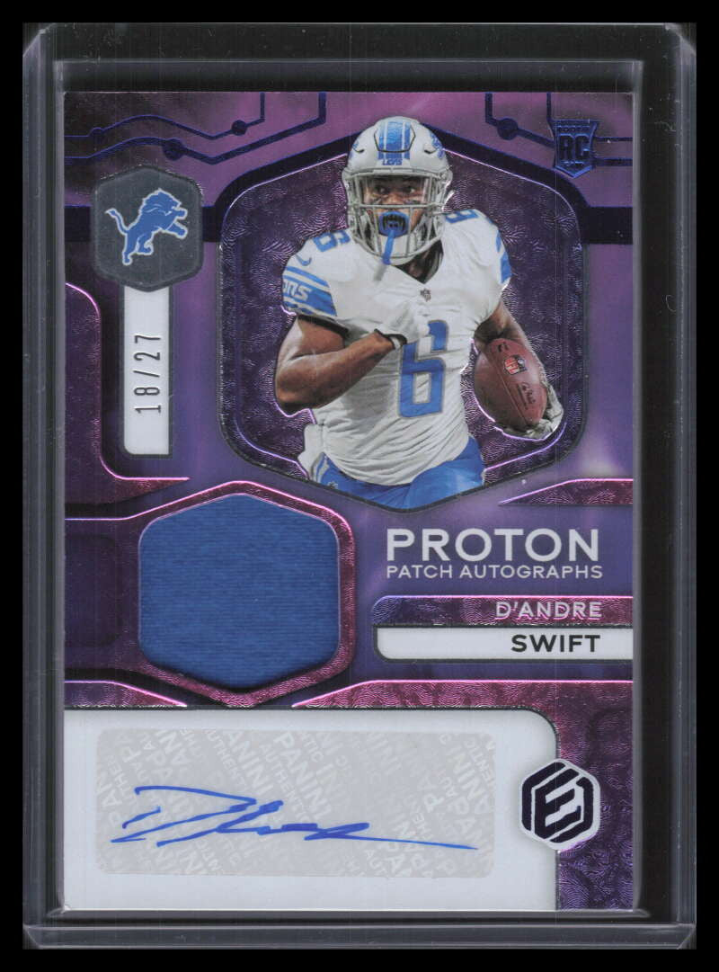 2020 Panini Elements Proton Autographs 4 D'Andre Swift Rookie Patch Auto 18/27