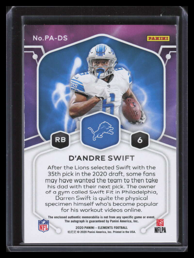 2020 Panini Elements Proton Autographs 4 D'Andre Swift Rookie Patch Auto 18/27