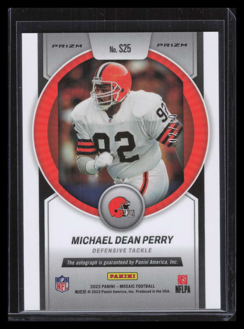 2023 Panini Mosaic Scripts No Huddle Gold 25 Michael Dean Perry Auto 2/10