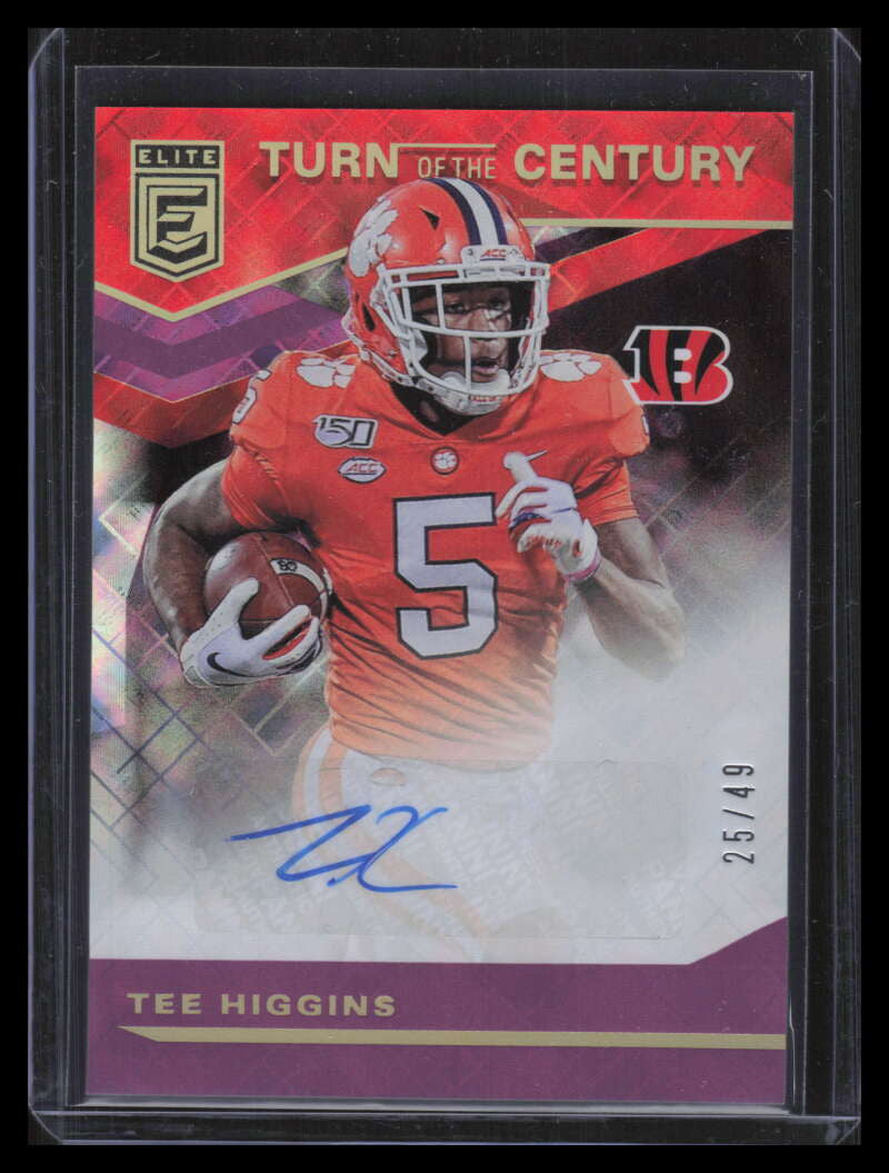 DELETE 156770 2020 Elite Turn of the Century Autographs Purple Tee Higgins Rookie Auto 25/49
