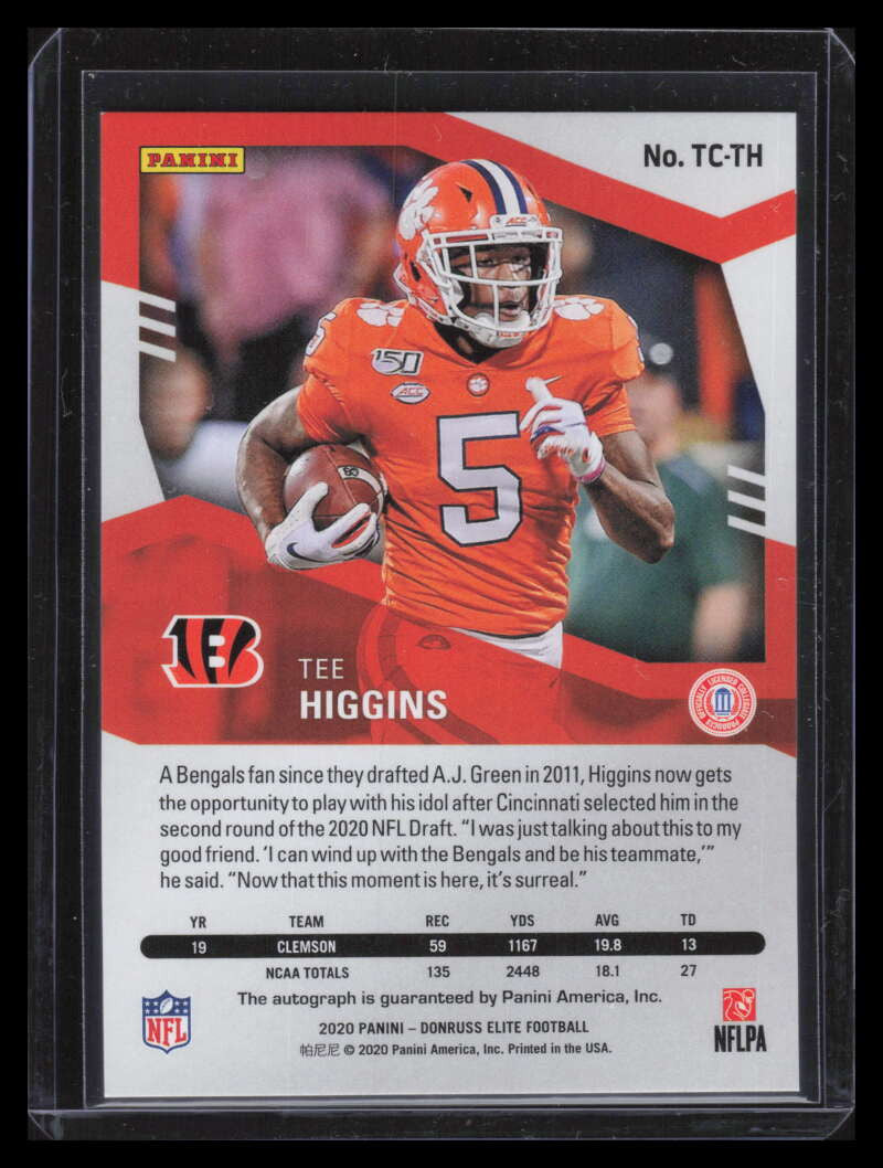 DELETE 156770 2020 Elite Turn of the Century Autographs Purple Tee Higgins Rookie Auto 25/49