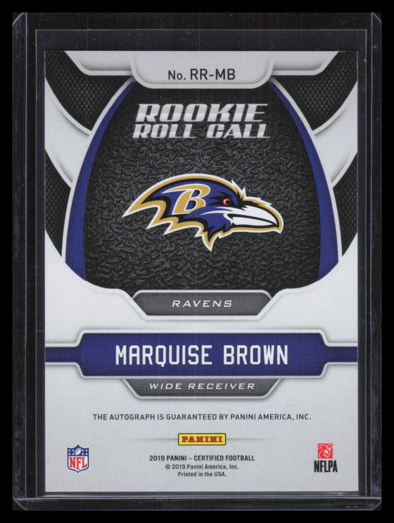 2019 Certified Roll Call Signature Mirror Purple Marquise Brown Rookie Auto 6/10