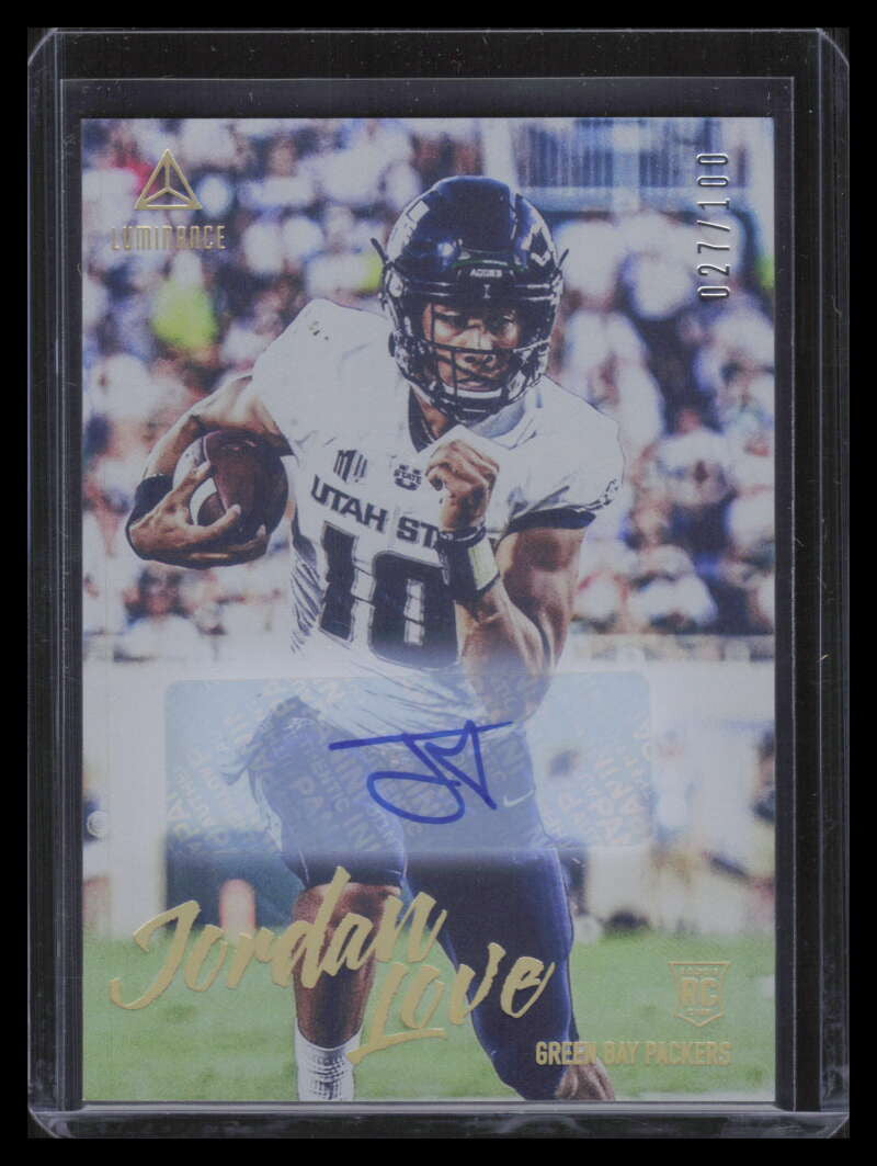 2020 Panini Luminance Rookie Autographs Gold 143 Jordan Love Rookie Auto 27/100