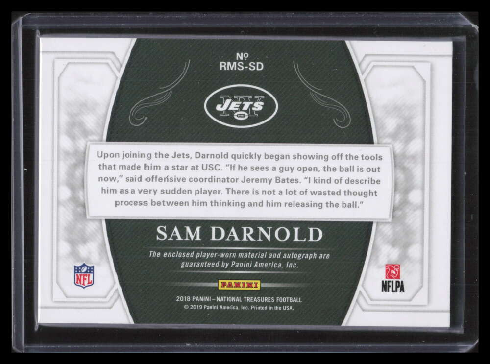 2018 Panini National Treasures Signatures 2 Sam Darnold Rookie Patch Auto 12/25