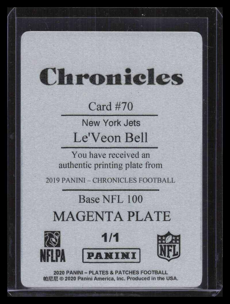 2019 Panini Chronicles Printing Plate Magenta 70 Le'Veon Bell 1/1