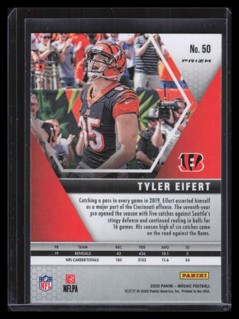 SOLD 156876 2020 Panini Mosaic Mosaic Choice Peacock Refractor 50 Tyler Eifert