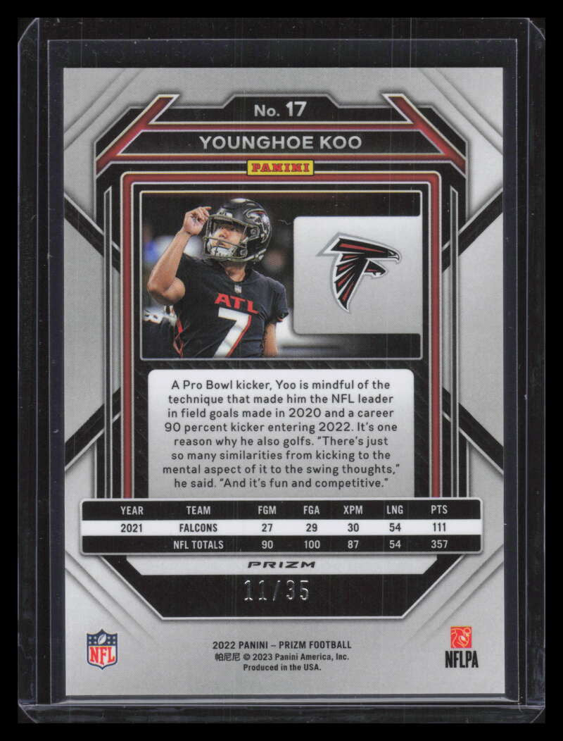 2022 Panini Prizm Prizms Red Shimmer Refractor 17 Younghoe Koo 11/35