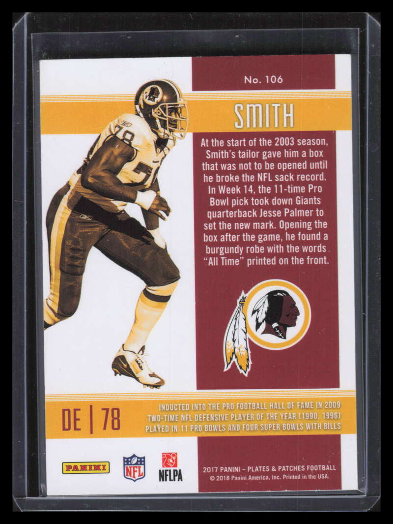 2017 Panini Plates and Patches 106 Bruce Smith RET 72/75 LEGENDS