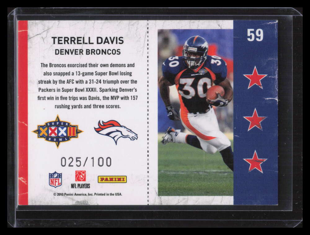2010 Playoff Contenders Super Bowl Ticket Gold 59 Terrell Davis 25/100