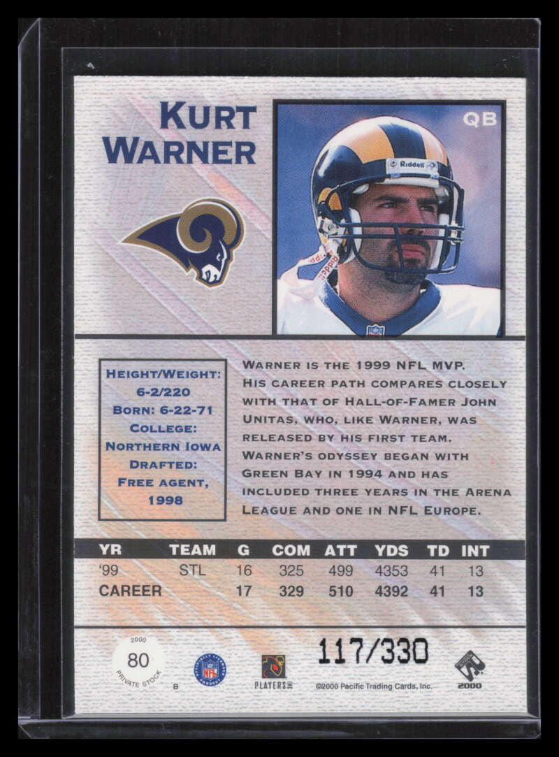 2000 Private Stock Silver 80 Kurt Warner 117/330