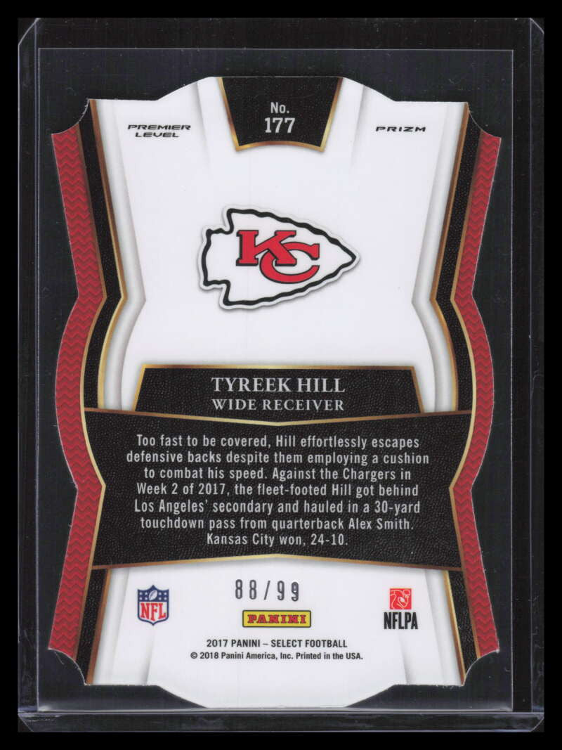 2017 Select Prizm Light Blue Refractor 177 Tyreek Hill 88/99 Premier Level