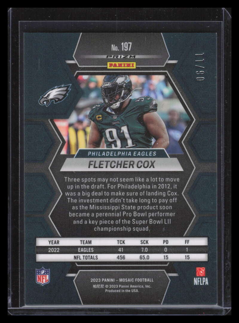 2023 Panini Mosaic Mosaic Pink Swirl Refractor 197 Fletcher Cox 6/11