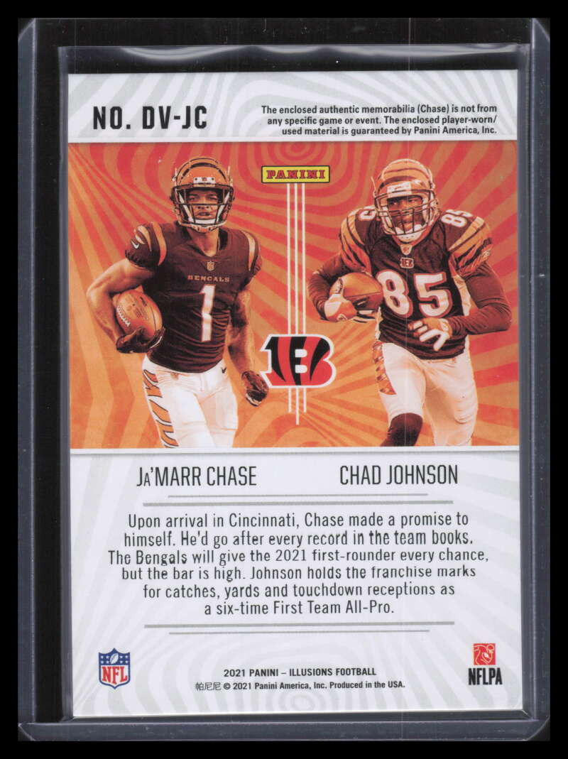 2021 Panini Illusions Deja Vu Materials Johnson Ja'Marr Chase RC Dual Jersey /99