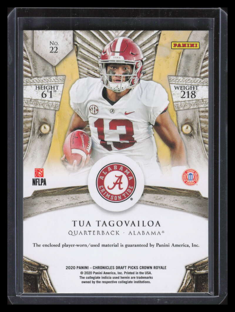 2020 Crown Royale Collegiate Silhouettes 22 Tua Tagovailoa Rookie Jersey 55/199