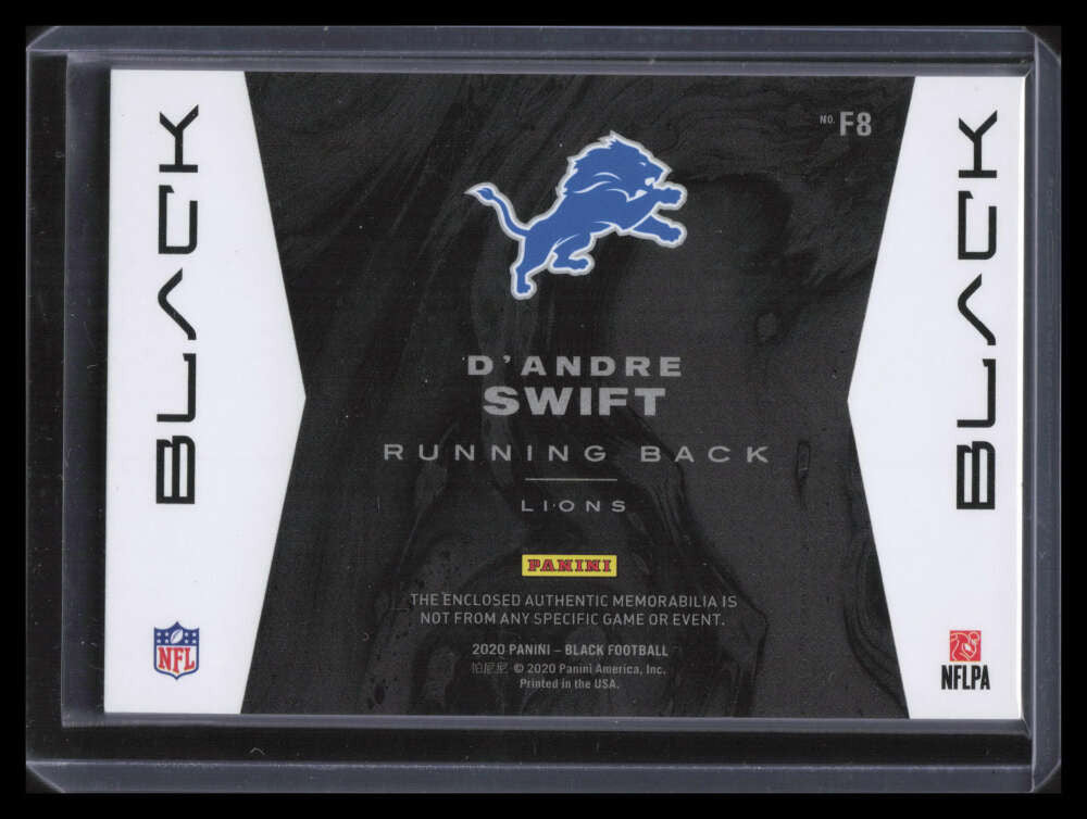 2020 Panini Black Futuristic Jerseys Copper 8 D'Andre Swift Rookie Patch 3/50