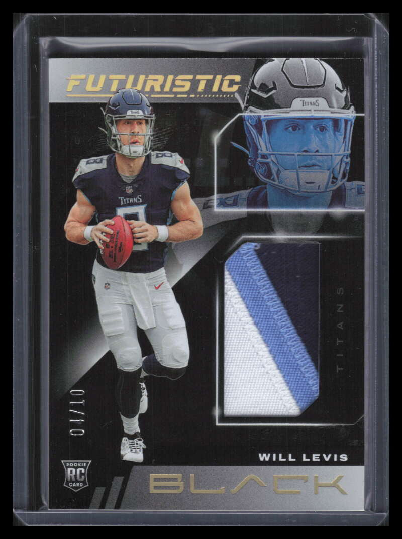 SOLD 157148 2023 Panini Black Futuristic Jerseys Gold 23 Will Levis Rookie Patch 4/10