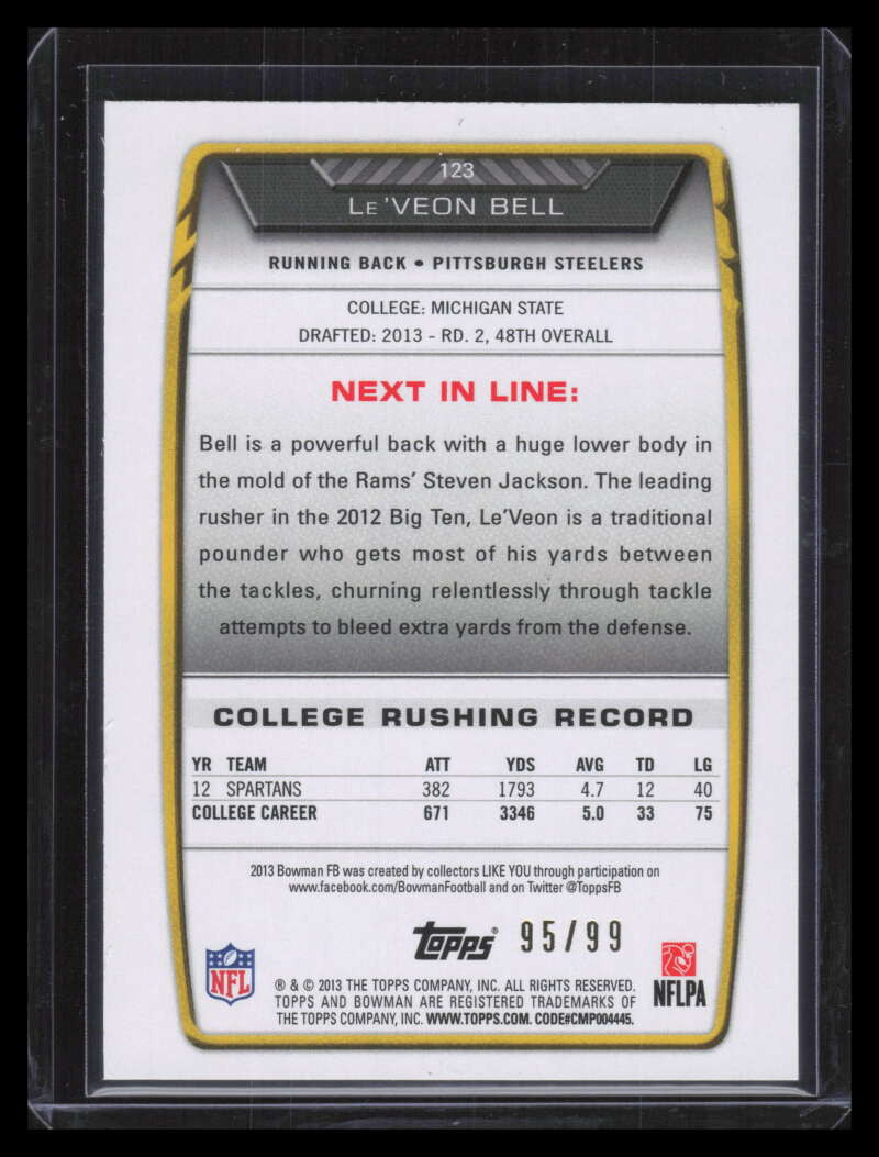 2013 Bowman Rainbow Prism 123 Le'Veon Bell Rookie 95/99