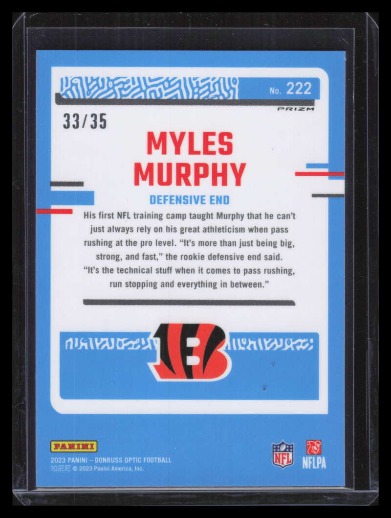 2023 Donruss Optic Bronze Mojo Refractor 222 Myles Murphy RR Rated Rookie 33/35