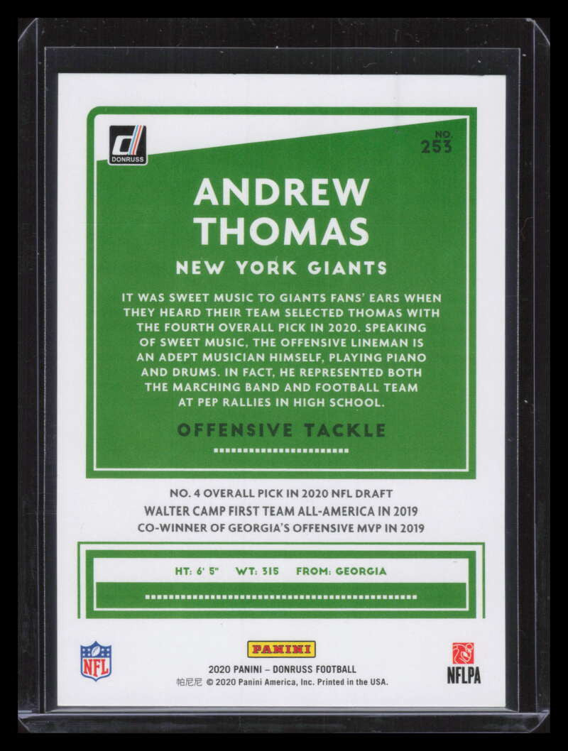 2020 Donruss Press Proof Silver 253 Andrew Thomas Rookie 40/100