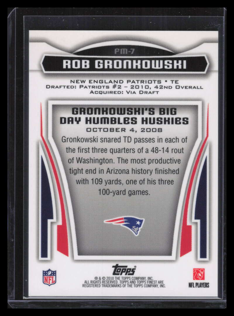 2010 Finest Moments fm7 Rob Gronkowski Rookie